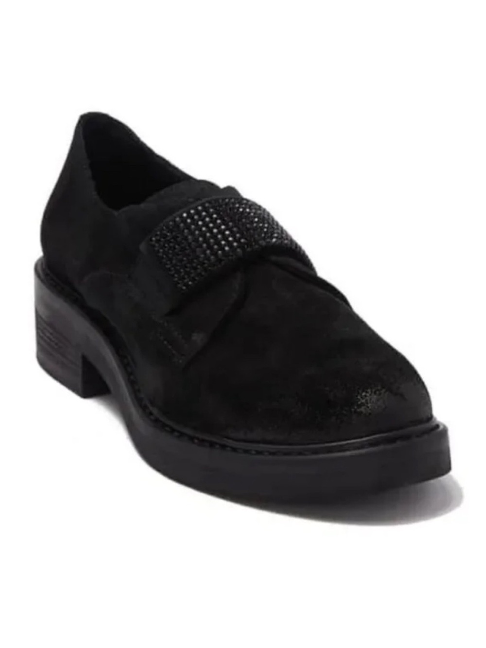 Manas Black Suede Embellished Loafers, Size 9,5, NWT